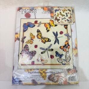 Candamar Designs Counted Cross Stitch Kit Picture Pillow Bug Collection 14"x14"